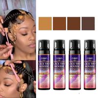 Mousse teintante brune 200ml 6.76oz pour perruques et compléments capillaires, longue durée, sans traces, pour cheveux bouclés et crépus, marque privée