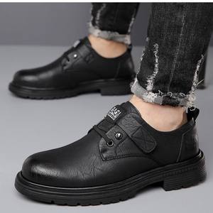 Chaussures en cuir décontractées pour hommes |   Chaussures de travail tendance, polyvalentes, à semelle souple, respirantes, légères, luxueuses, simples et confortables - Product Image 3