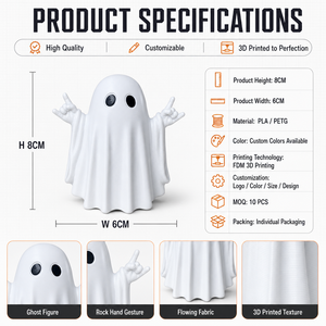 Figura de Fantasma de Halloween Impresa en 3D Personalizada, PLA/PETG/ABS, Juguete de Escritorio con Dedo Medio Divertido, Precisión de 0.2mm, Servicio OEM - Product Image 3