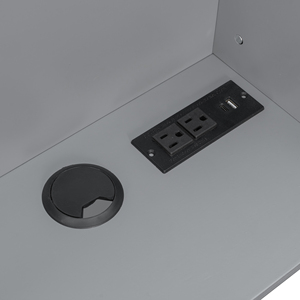 Cama litera completa con luces LED controladas por aplicación (7 colores), puertos USB, estantes de almacenamiento y 2 cajones, gris - Product Image 4