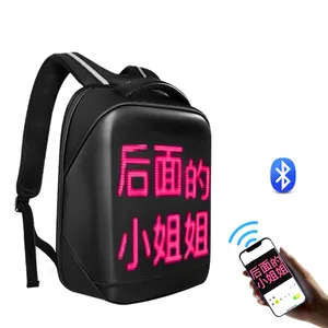 带可编程全彩屏幕摩托车骑行背包防水肩部旅行礼品背包笔记本包的发光二极管背包