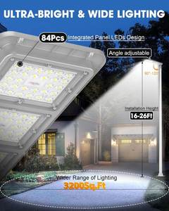 Lámpara Solar LED de Pared para Jardín y Exteriores, ABS, 60W 80W 90W, IP65, 3500K, Blanco Cálido, 80 CRI, con Sensor de Luz - Product Image 4