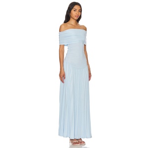 Offre Spéciale Robe de soirée à la mode pour femmes Robe longue à ourlet plissé et épaules dénudées - Product Image 2