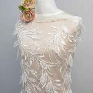 Luxury 3D Hand Made White Sequin Beaded Embroidery Lace