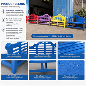 <span class=keywords><strong>Banc</strong></span> d'extérieur en aluminium avec dossier incurvé en forme de vague, revêtement fluorocarboné, résistant aux intempéries, pour place publique et site touristique - Product Image 4