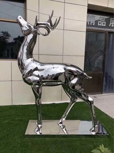 Escultura Grande de Acero Inoxidable, Geométrica, Facetada, de Fibra de Vidrio Reforzada con Plástico, Decoración Comercial para Parques y Calles - Product Image 6