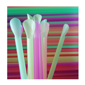 Cucchiaio-cannuccia multicolore usa e getta in plastica per feste, frullati, <span class=keywords><strong>milkshake</strong></span>, gelati, coni di neve, dolciumi e bevande - Product Image 4