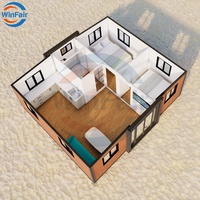 WinFair Maison portable à deux chambres Tiny Homes préfabriquée 20 pieds extensible pliable conteneur habitable modèle de maison plans de luxe