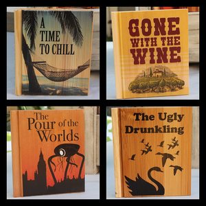 Top Quality Fashion Solid Wood Book Shaped Austen Books <strong>Coasters</strong> <strong>Set</strong> - Product Image 3