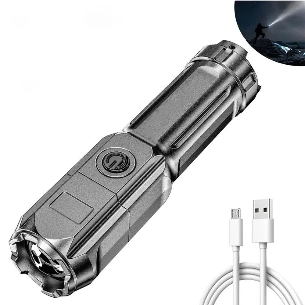 IPX65 Waterproof Usb ABS Super Brightness LED Flashlight Zoomable Portable Mini Led Flashlight For Outdoor Camping Hiking