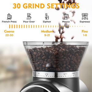 <span class=keywords><strong>Moulin</strong></span> à café conique minimaliste 160g, numérique tactile, antistatique, pour expresso, accessoire esthétique pour la maison, UE - Product Image 3