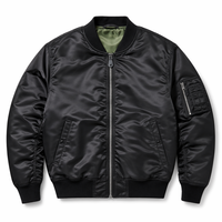 Blouson Bomber Homme Personnalisé avec Logo, Tissé Enduit, Col Montant, Hiver, Streetwear Décontracté, Style Pilote MA-1, Respirant, Coupe-Vent, Vente en Gros