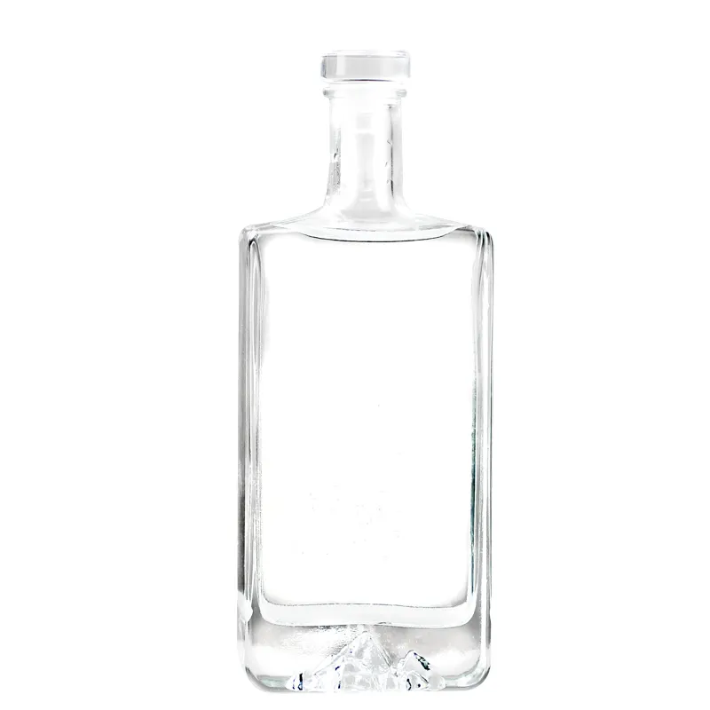 Fashion Shape 500ml 750ml Super Flint Brandy Spirits Wholesale Empty White Liquor xo Glass Bottle square