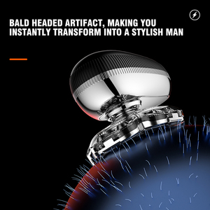 Của nam giới không dây sạc ướt/khô sọ và hói hói không thấm nước dao cạo với lưỡi quay, kéo, mũi tông đơ, bàn chải, Massager - Product Image 3