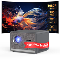 Projecteur vidéo LCD CR53, mise au point automatique, entièrement étanche, sans poussière, faible bruit, 1080P, compatible 4K, 7500 lumens, projecteur portable pour la maison