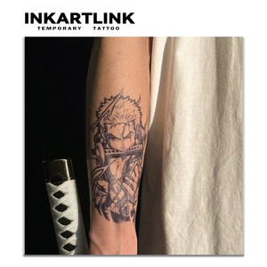 Autocollant de tatouage INKARTLINK pour le corps, autocollant de tatouage en papier, anime Zoro, imperméable, écologique, longue durée, 15 jours, vente en gros - Product Image 2