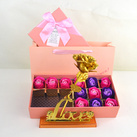 Set Hadiah Kreatif Mawar Emas 24K untuk Natal, Hari Valentine, dan Ulang Tahun untuk Pacar Wanita dan Pacar Pria