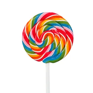 ขายส่ง ลูกอมอาหาร lollipop rainbow-ห่อเป็นรายบุคคลสายรุ้งบิดป๊อปประเภทหมุนลูกอมอมยิ้ม