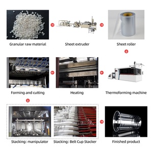 Petite machine de thermoformage de gobelets en plastique entièrement automatique à entraînement motorisé et imprimante Tqc-750s pour gobelets en plastique - Product Image 2