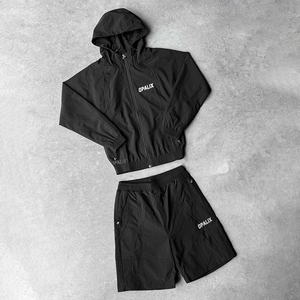 <b>Men</b> Casual 2 Piece <b>Pullover</b> Jogging Suit Lightweight Tracksuit Windbreaker <b>Jackets</b> And Shorts Set Design Custom Windbreaker Set - Product Image 1