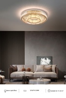 Plafonnier Minimaliste Luxe Léger en Acier Inoxydable et Cristal ; Lampe Intelligente Compatible Tmall Genie pour Salon et Chambre