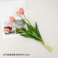 Bouquet de tulipes artificielles effet naturel, 5 têtes en latex PE et silicone, sensation humide, best-seller transfrontalier
