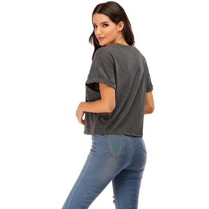 Amzn <span class=keywords><strong>AE</strong></span> fb eb tiktok oem 2019 Meilleure Vente de haute qualité é<span class=keywords><strong>t</strong></span>é nouvelles femmes v-neck Personnalisé mode confort <span class=keywords><strong>T</strong></span> chemise - Product Image 5