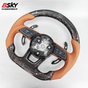 Volant en fibre de carbone décoré de feuilles d'or avec éclairage LED, compatible avec les modèles Audi A3 A4L A5 A6L A7 Q5L Q7 RS3 RS5 RS6 <span class=keywords><strong>RS7</strong></span> Q8 - Product Image 4