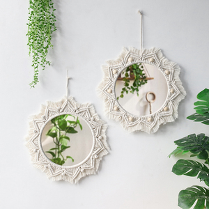 Artilady Macrame specchi decorativi da parete specchio rotondo per la decorazione della stanza di casa trucco appartamento estetico <span class=keywords><strong>soggiorno</strong></span> camera da letto <span class=keywords><strong>regalo</strong></span> - Product Image 3