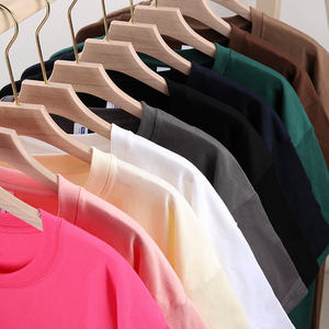High quality 100% pure cotton blank T-shirt customized oversized short sleeved shoulder down men's round neck T-shirt - Product Image 1
