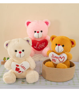Mainan boneka beruang Teddy kartun lucu boneka kain beruang ketat hati bordir bantal Sofa katun PP grosir untuk Hari Valentine - Product Image 6