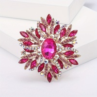 Broche Fleur de Luxe Grande Taille en Strass pour Femme, Bijou Élégant en Cristal, Accessoire de Corsage Exagéré, Épingles de Soirée