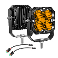 Projecteur LED Cube Super Lumineux Simple 4,5 Pouces 30W 12V-24V IP67 Étanche Faisceau Concentré Ambré 5000LM pour Véhicules Tout-Terrain UTV ATV