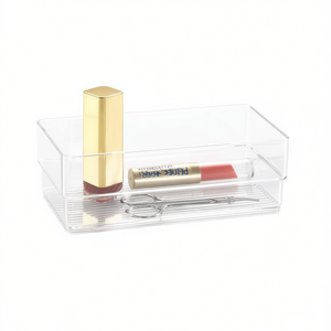 Plastic Storage Box Makeup Organizer Clear Rectangular Container For Cosmetics And Beauty Tools Small Size N3 - Product Image 1