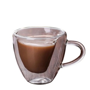 Tasse à café en verre à double paroi en forme de cœur avec poignée pour adultes, idéale pour offrir - Product Image 1