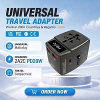 Foxcan personnalisable 20W GaN PD AC chargeur Logo éclairé adaptateur de voyage 2 USB-C 2 USB-A ignifuge pour écouteurs Europe universel
