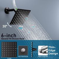 Set Doccia in Ottone a 3 Maniglie con Soffione a Pioggia LED 14x20 Pollici, Valvola a Doppia Icona Luminosa, Finitura Nero Opaco
