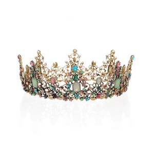 Couronne de reine multicolore pour femmes, bijoux en pierres précieuses, strass multicolores, Baroque, tiare, de mariage - Product Image 2