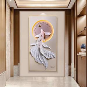 Decorazione per la casa decorazione d'ingresso moderna pittura di pesce soggiorno sfondo Wallart corridoio di cristallo porcellana dipinto LED - Product Image 5