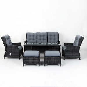 Joye ocio Patio mimbre mesa de comedor jardín <span class=keywords><strong>reclinable</strong></span> Alu PE ratán muebles de exterior sofá 6 piezas conjunto - Product Image 1