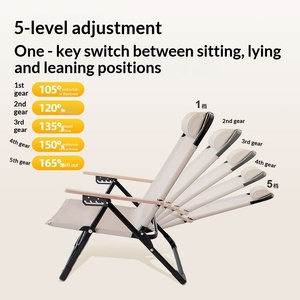 <span class=keywords><strong>Chaise</strong></span> de camping pliante en aluminium pour l'extérieur, inclinable à cinq positions, portable, pour plage, pique-nique, sieste, avec assise surélevée et élargie - Product Image 2