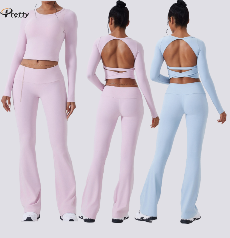 Women's Fitness Clothing Casual Tight-fitting Autumn Winter Beautiful Back Long Sleeve Skin-friendly Yoga Set High-end Versatile