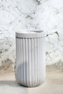 <span class=keywords><strong>Cilindro</strong></span> alto de rayas redondas para interiores/exteriores estilo romano de suelo a techo grande Wabi-Sabi terrazo crema viento magnesia olla - Product Image 2