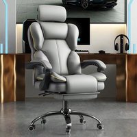 Fauteuil de bureau ergonomique de luxe pivotant et inclinable, avec massage, réglage de la hauteur, dossier marron, repose-pieds et soutien lombaire, modèle Brésil Noir