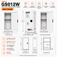 Armoire de stockage de produits chimiques toxiques 45L (12 gallons) en acier blanc à porte simple, armoire de sécurité pour laboratoire, hôpital, approvisionnement B2B