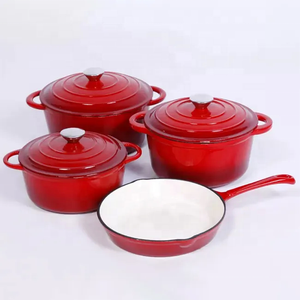 Batterie de cuisine 4 pièces <span class=keywords><strong>en</strong></span> émail coloré <span class=keywords><strong>en</strong></span> <span class=keywords><strong>fonte</strong></span> antiadhésive Casseroles et poêle à frire plate - Product Image 2