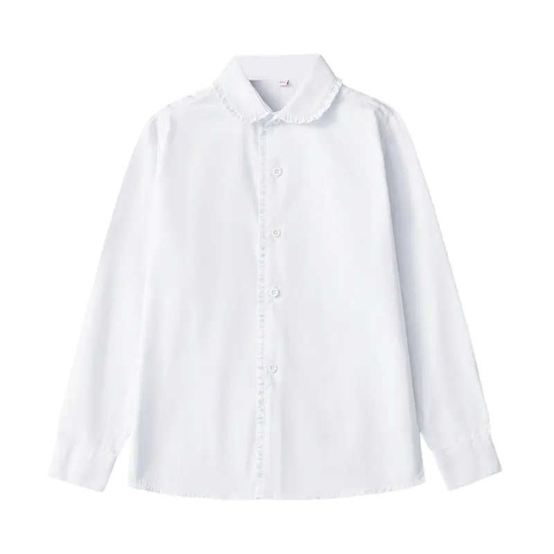 लड़कियों की शुद्ध सूती सफेद शर्ट वसंत और शरद ऋतु शैली छात्र स्कूल वर्दी प्रदर्शन बच्चों की सफेद शर्ट
