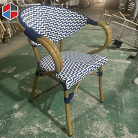 Fauteuil en rotin bleu marine Fauteuil de bistrot Cafe Shop Fauteuil Mobilier