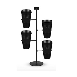 Présentoir à Tasses Mural Rustique En Bois Et Verre – Étagère Surdimensionnée Noir