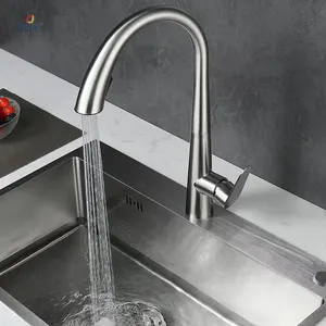 Aşağı çekin püskürtücü ile Modern tasarım mutfak dokunun paslanmaz çelik mutfak lavabosu musluk